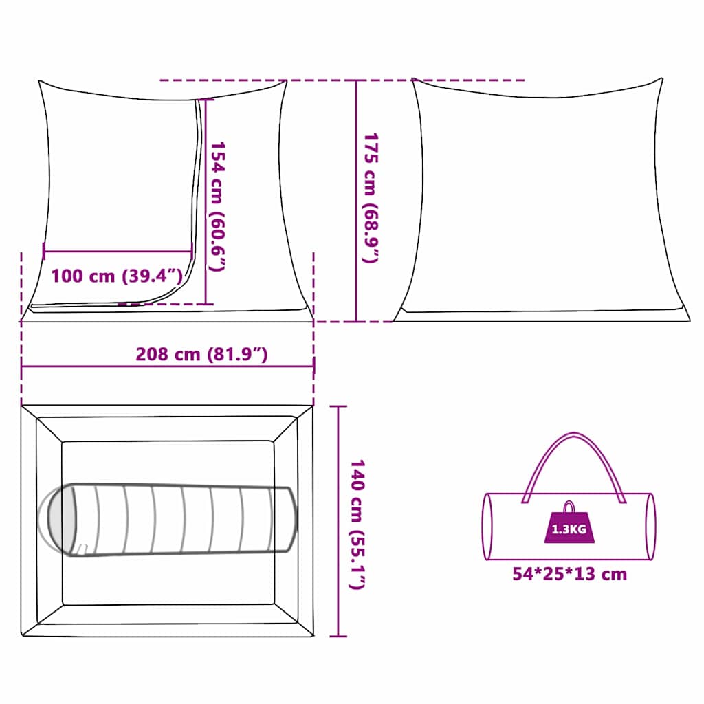 Binnentent Zwart 208 x 140 x 175 cm Gaas