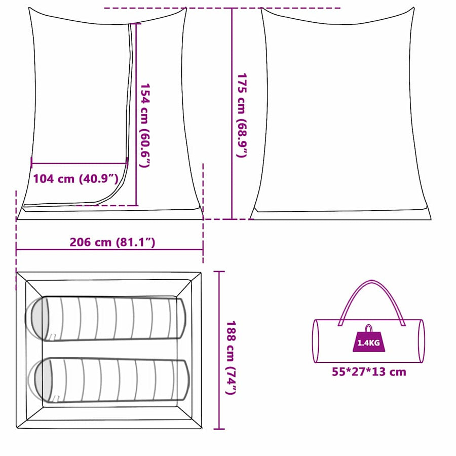 Binnentent Zwart 206 x 188 x 175 cm Gaas