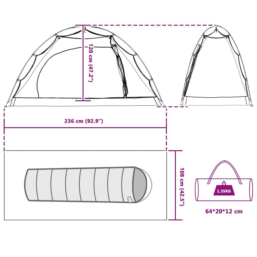 Tent met dak Anders met luchtopening Grijs en zwart 236 x 108 x 120 cm