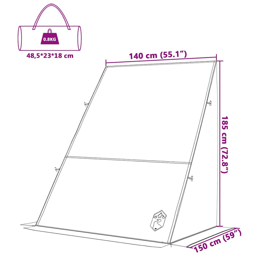 Tent met dak Anders met luchtopening Groen en Zwart 190 x 150 x 185 cm