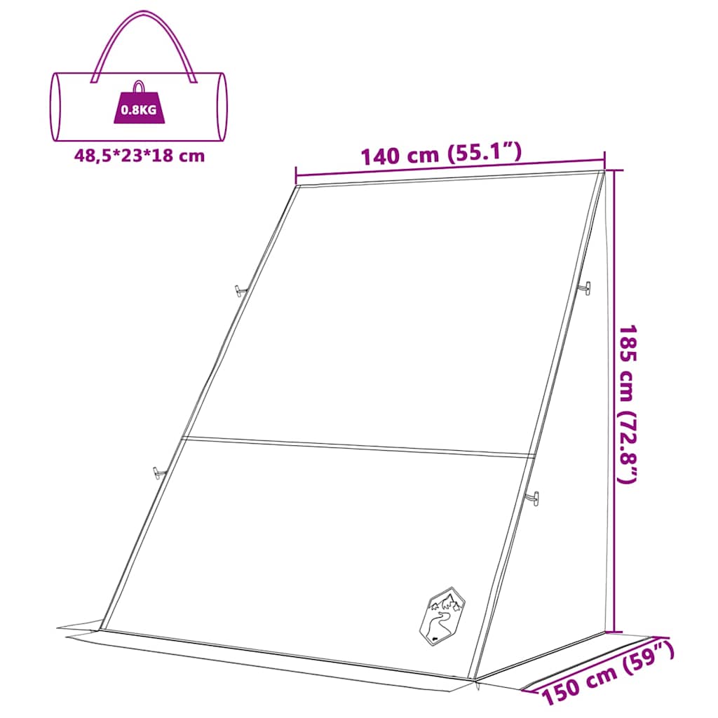Tent met dak Anders Grijs en Oranje en Zwart 190 x 150 x 185 cm