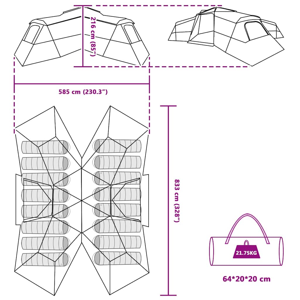 Tent Groen Large Polyester en glasvezel