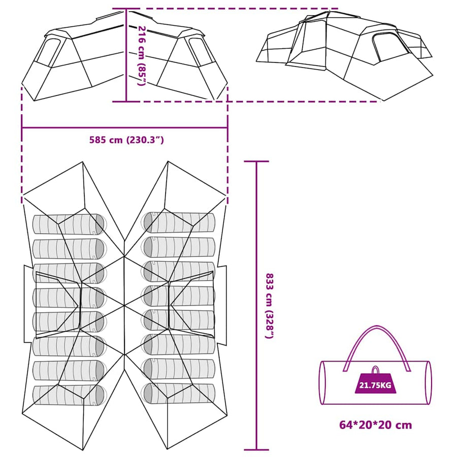Tent Groen Large Polyester en glasvezel
