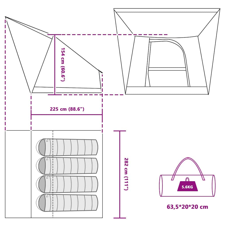 Tent Grijs en oranje 282 x 225 x 154 cm