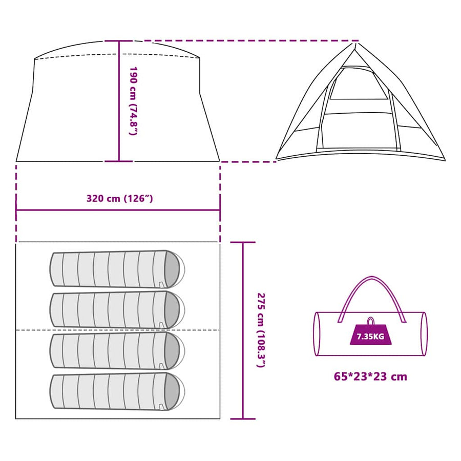 Tent Grijs en oranje 320 x 275 x 190 cm