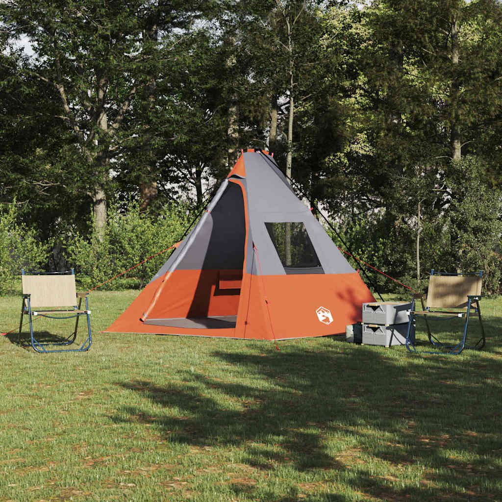 Tent Grijs en Oranje en Zwart 383 x 338 x 217 cm Polyester