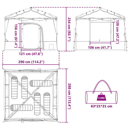 Tent met dak Anders met luchtopening Blauw en Zwart 290 x 288 cm