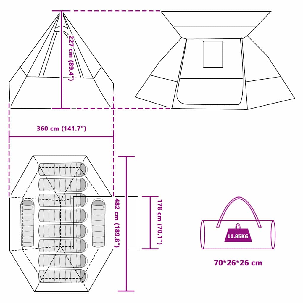 Tent Groen 482 x 360 x 227 cm