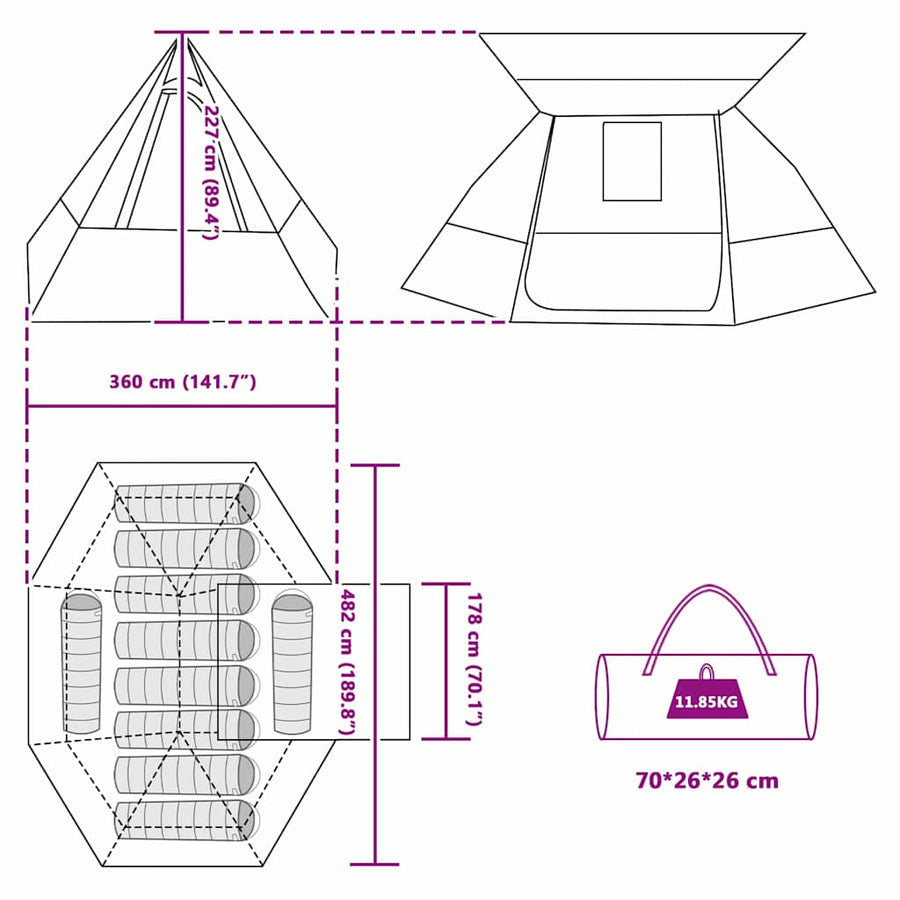 Tent Groen 482 x 360 x 227 cm