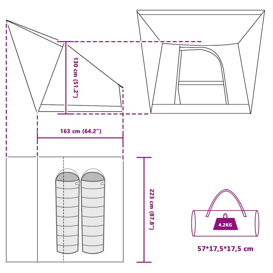 Tent Groen 223 x 163 x 130 cm