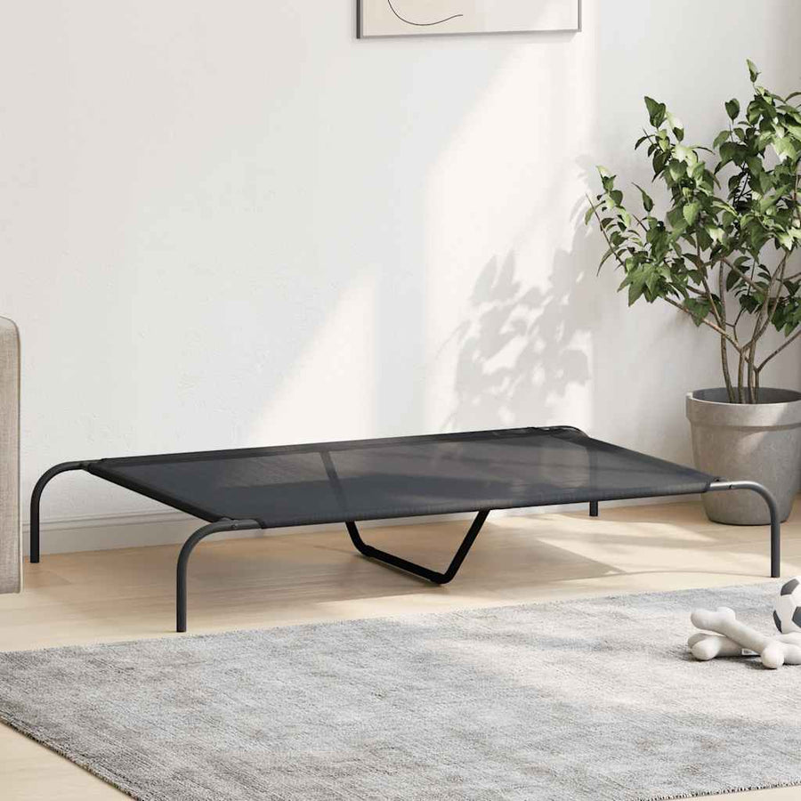 Hondenmand Verhoogd 130X80X20 Cm Textiel En Staal 130 x 80 cm Zwart Textileen
