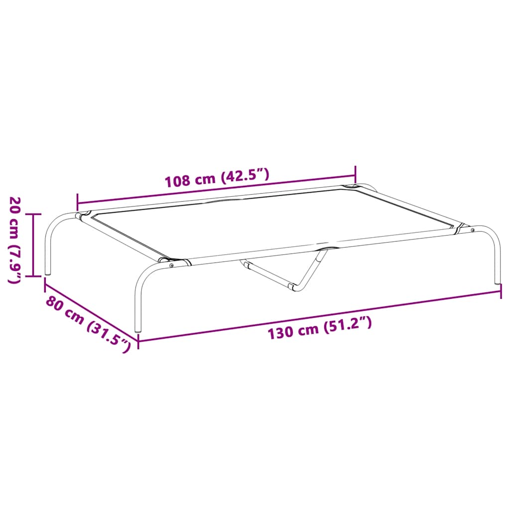 Hondenmand Verhoogd 130X80X20 Cm Textiel En Staal 130 x 80 cm Zwart Textileen