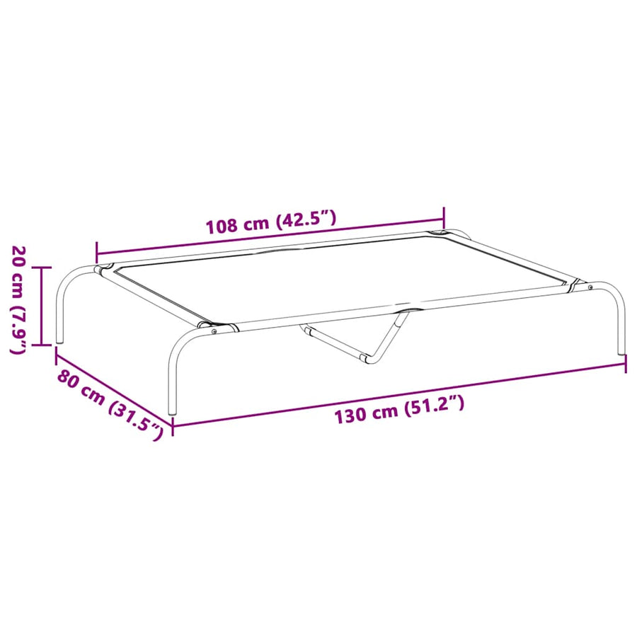 Hondenmand Verhoogd 130X80X20 Cm Textiel En Staal 130 x 80 cm Zwart Textileen