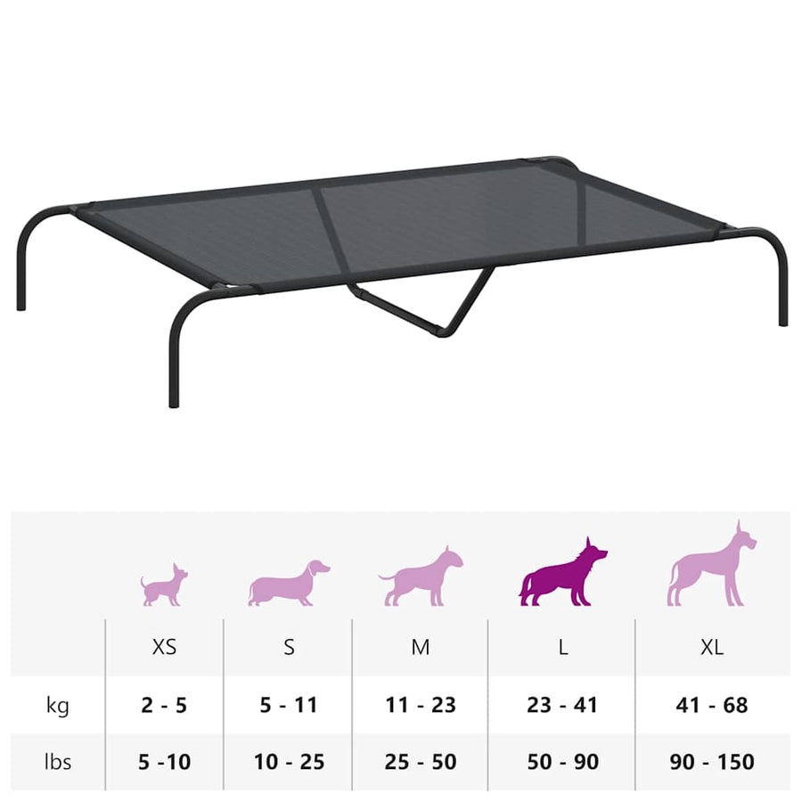 Hondenmand Verhoogd 130X80X20 Cm Textiel En Staal 130 x 80 cm Zwart Textileen