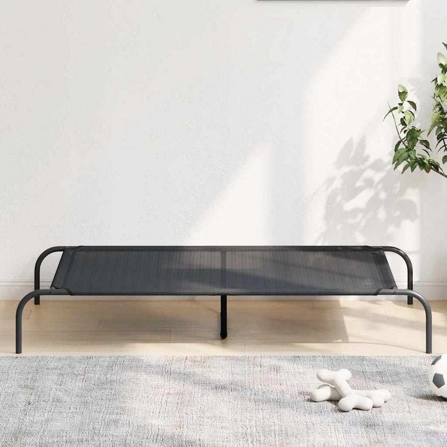 Hondenmand Verhoogd 130X80X20 Cm Textiel En Staal 130 x 80 cm Zwart Textileen