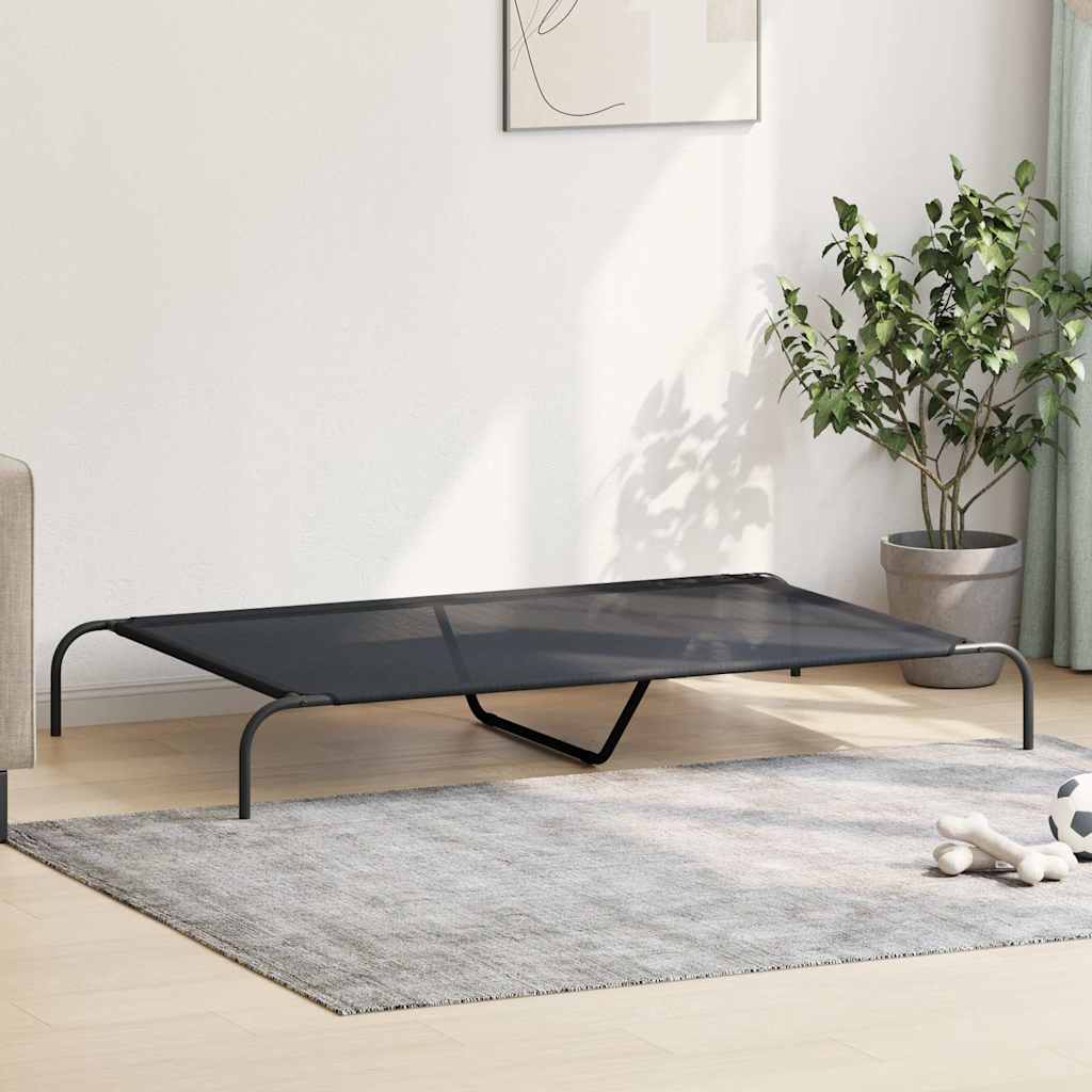 Hondenmand verhoogd 150x90x20 cm textiel en staal zwart
