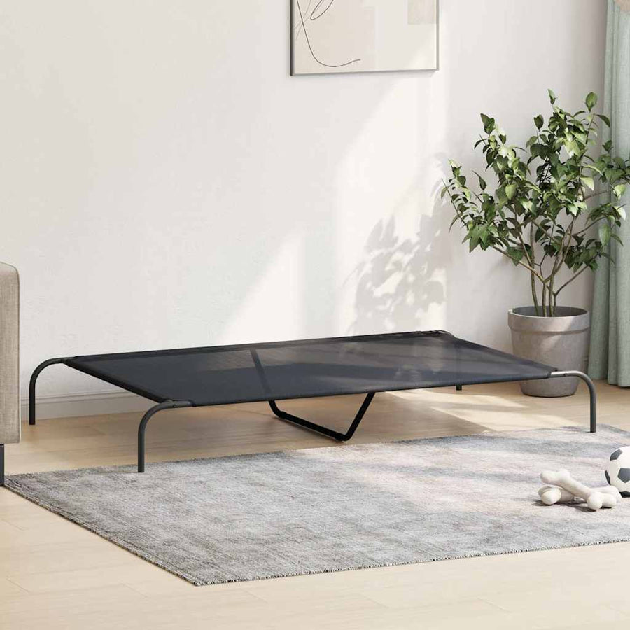 Hondenmand verhoogd 150x90x20 cm textiel en staal zwart
