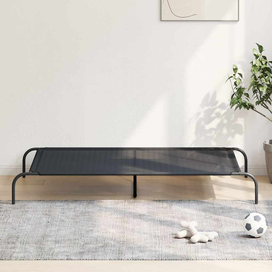 Hondenmand verhoogd 150x90x20 cm textiel en staal zwart