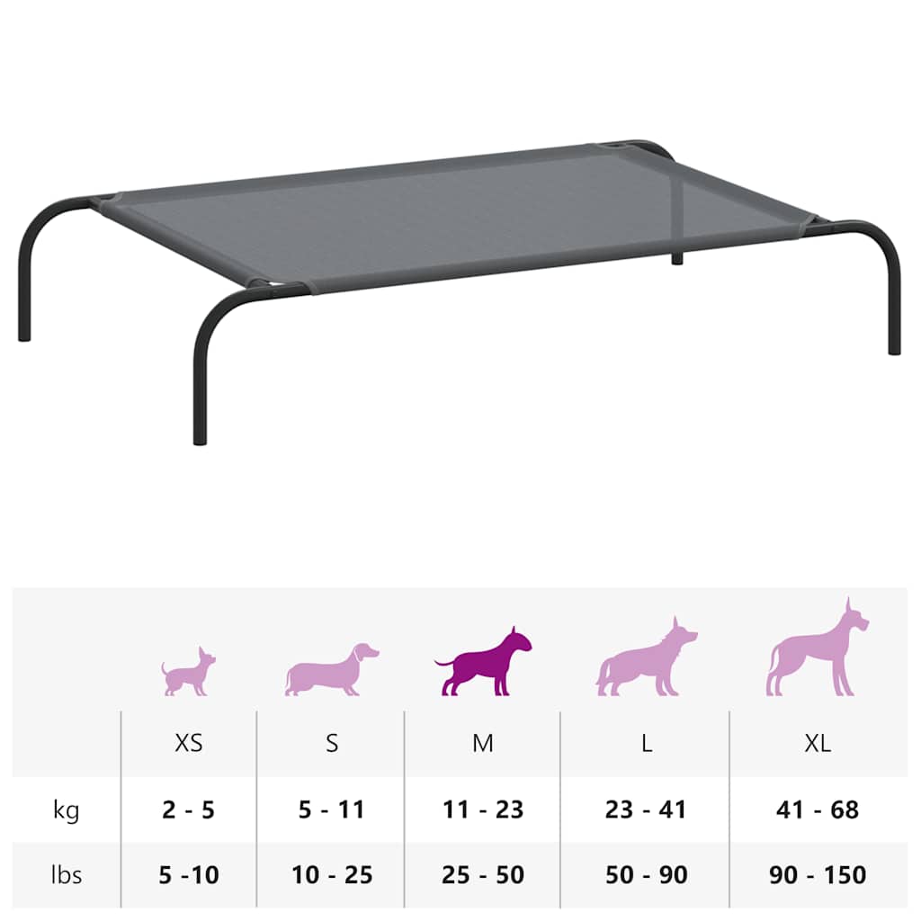 Hondenmand verhoogd 110x65x20 cm textiel en staal grijs