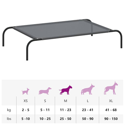 Hondenmand verhoogd 110x65x20 cm textiel en staal grijs