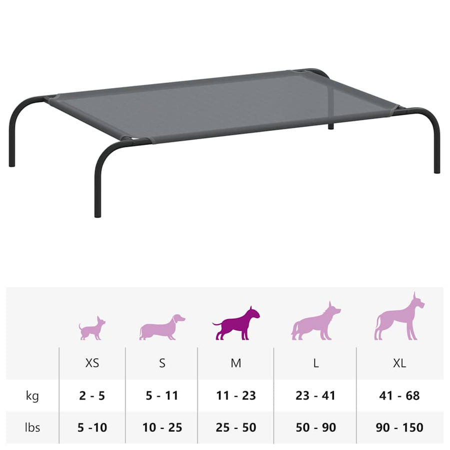 Hondenmand verhoogd 110x65x20 cm textiel en staal grijs