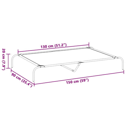 Hondenmand verhoogd 150x90x20 cm textiel en staal grijs