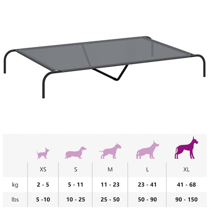 Hondenmand verhoogd 150x90x20 cm textiel en staal grijs