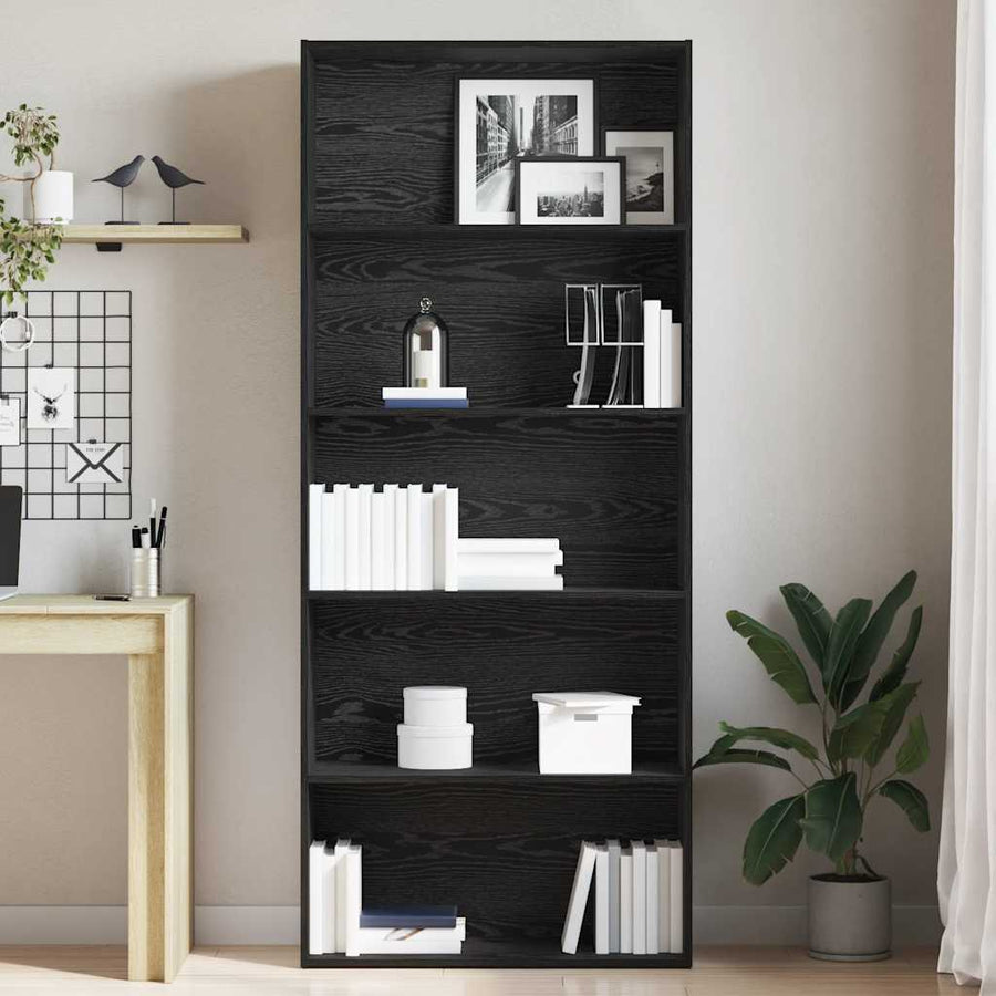 Boekenkast Zwart Eiken 80x30x189 cm Engineered Wood
