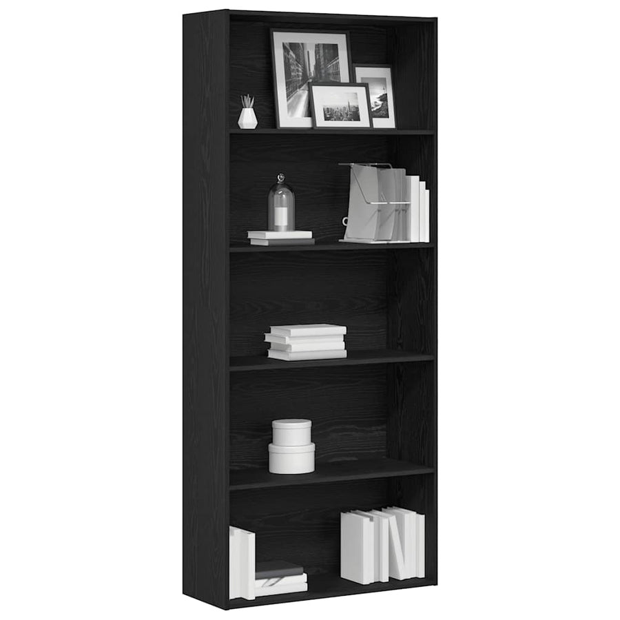 Boekenkast Zwart Eiken 80x30x189 cm Engineered Wood