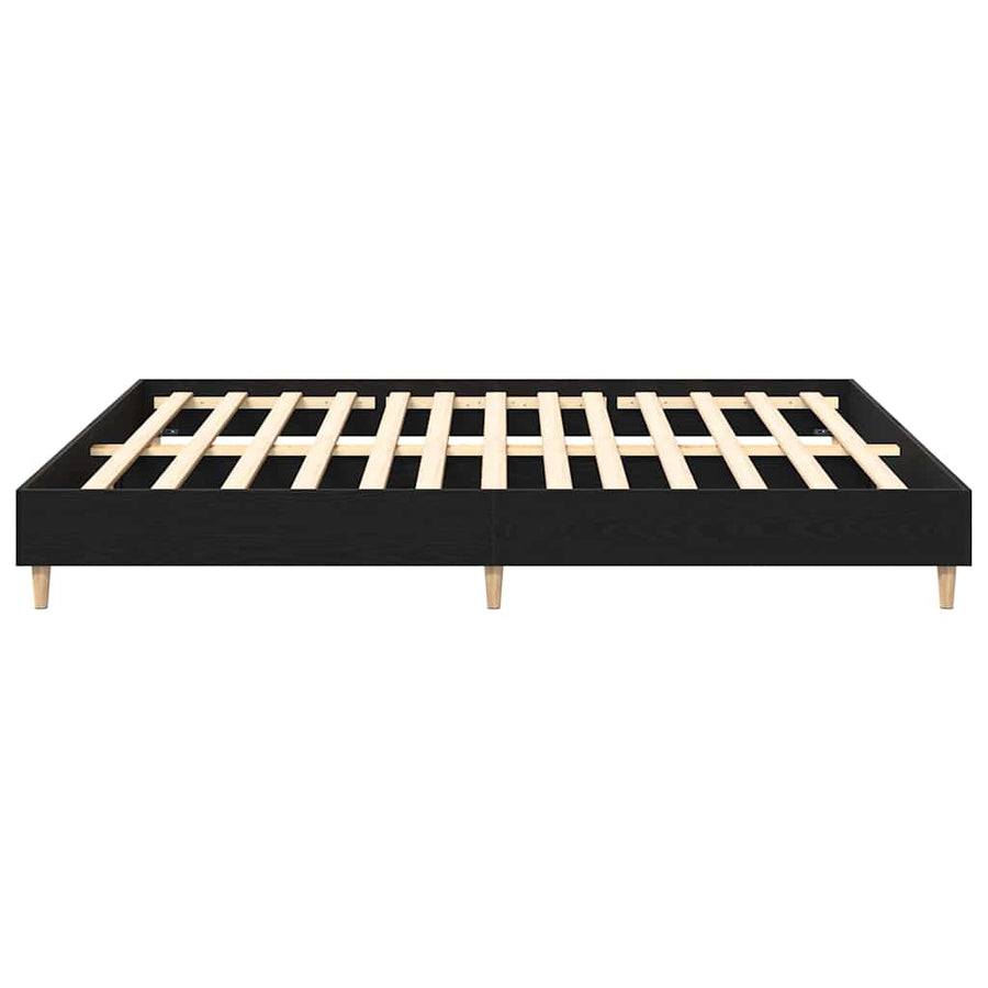 Bedframe Zwart Eiken 203 x 203 x 25 cm Bewerkt hout