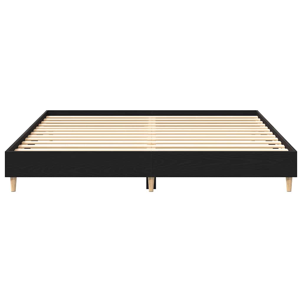 Bedframe Zwart Eiken 203 x 183 x 25 cm Bewerkt hout