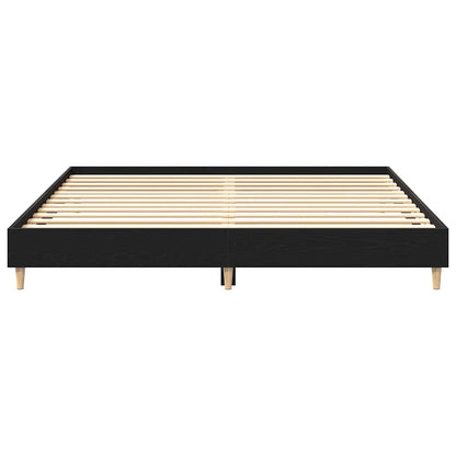 Bedframe Zwart Eiken 203 x 183 x 25 cm Bewerkt hout