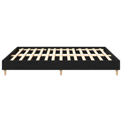 Bedframe Zwart Eiken 203 x 183 x 25 cm Bewerkt hout
