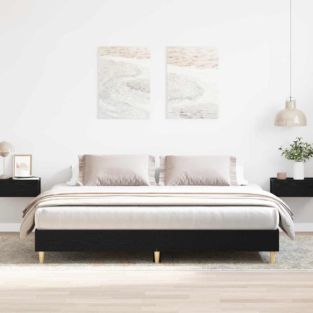 Bedframe Zwart Eiken 203 x 163 x 25 cm Bewerkt hout