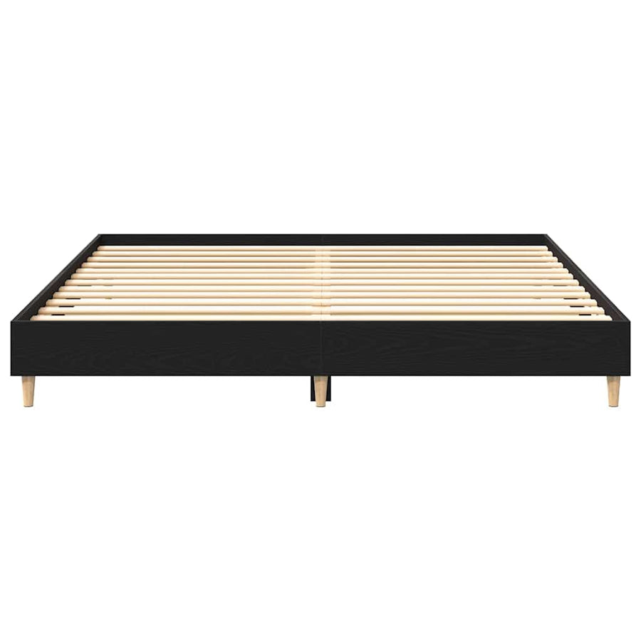 Bedframe Zwart Eiken 203 x 163 x 25 cm Bewerkt hout