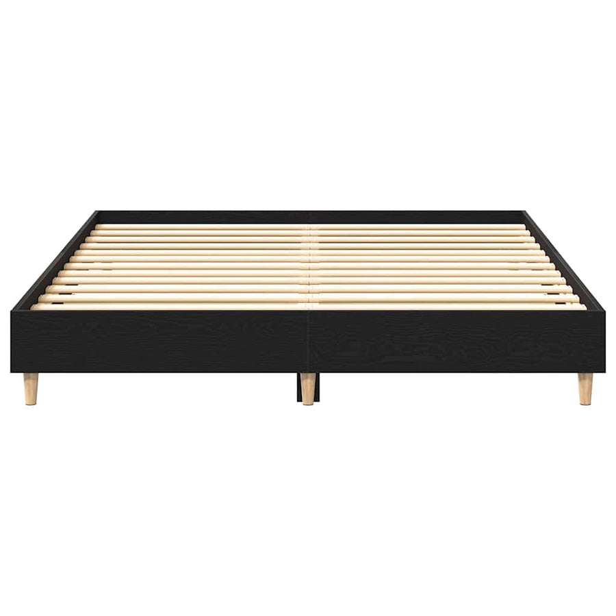 Bedframe Zwart Eiken 203 x 153 x 25 cm Bewerkt hout