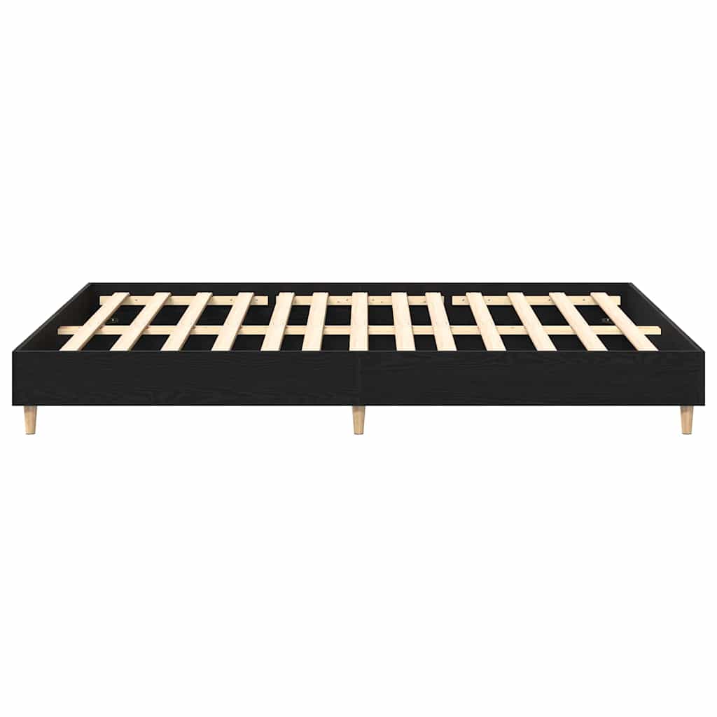 Bedframe Zwart Eiken 203 x 153 x 25 cm Bewerkt hout