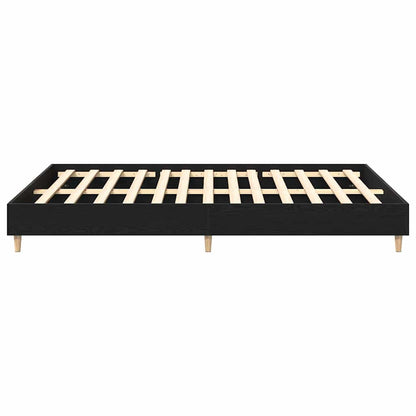 Bedframe Zwart Eiken 203 x 153 x 25 cm Bewerkt hout