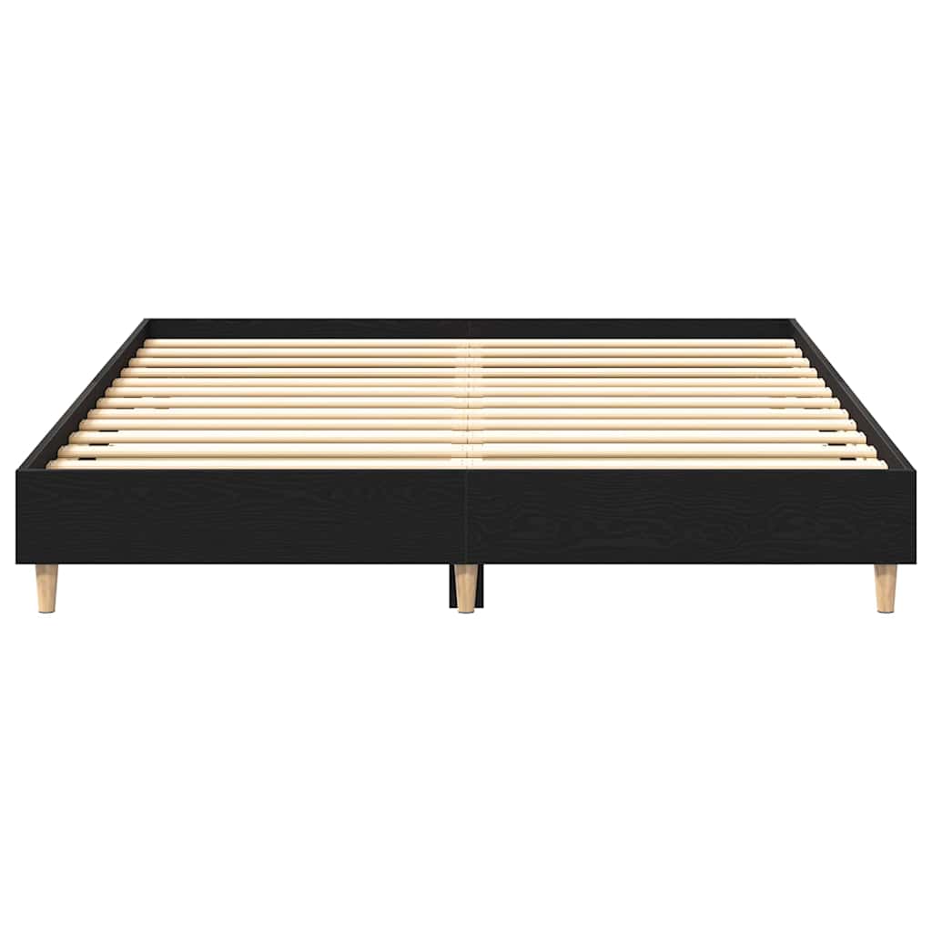 Bedframe Zwart Eiken 203 x 143 x 25 cm Bewerkt hout