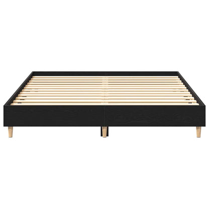 Bedframe Zwart Eiken 203 x 143 x 25 cm Bewerkt hout