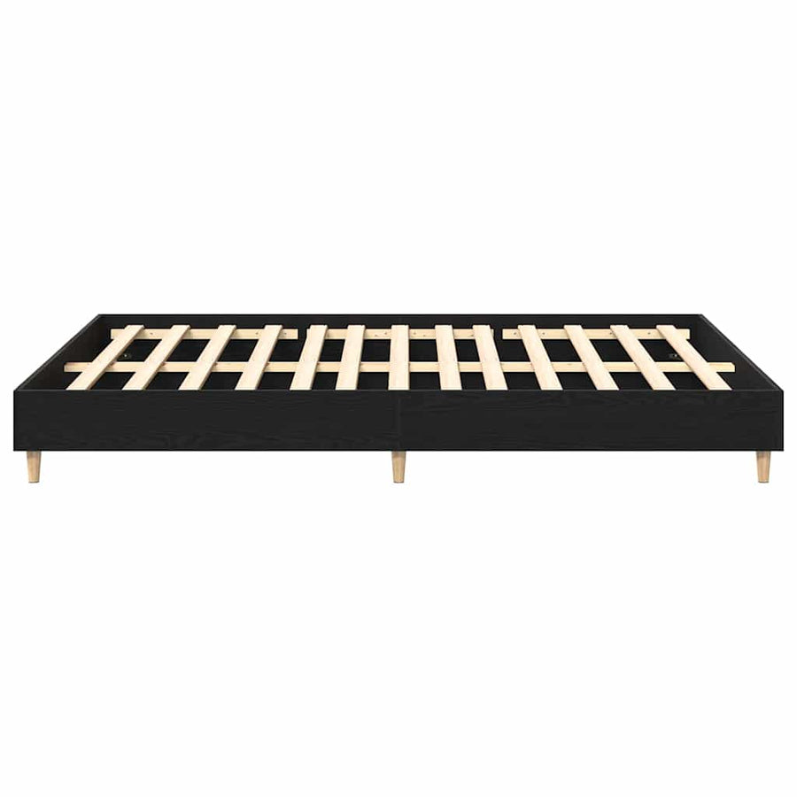 Bedframe Zwart Eiken 203 x 143 x 25 cm Bewerkt hout