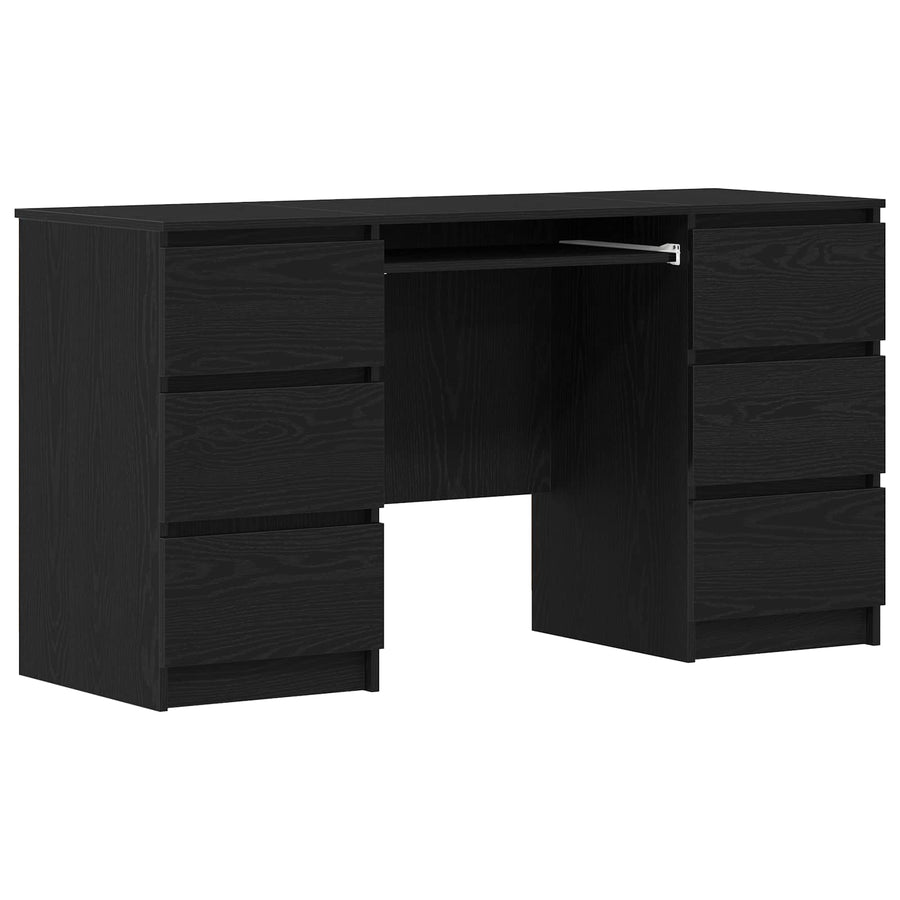 Bureau met lade Zwart Eiken 140 x 50 x 76 cm Bewerkt hout