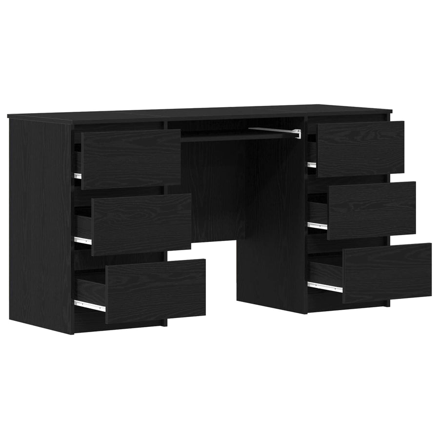 Bureau met lade Zwart Eiken 140 x 50 x 76 cm Bewerkt hout