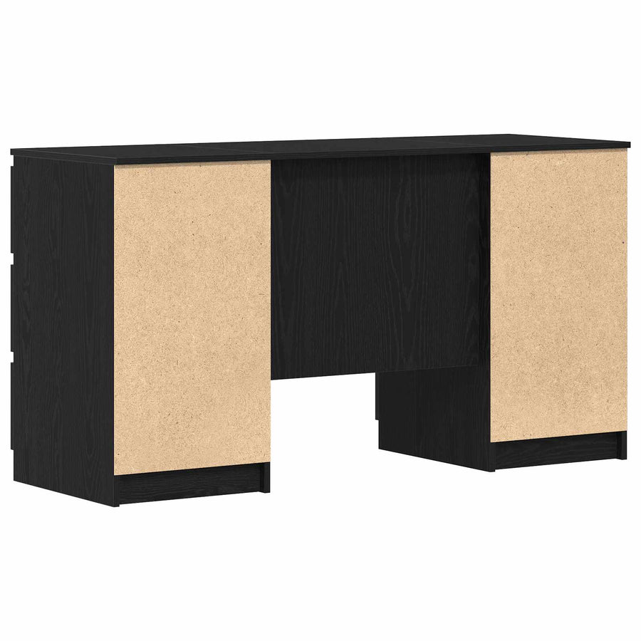 Bureau met lade Zwart Eiken 140 x 50 x 76 cm Bewerkt hout