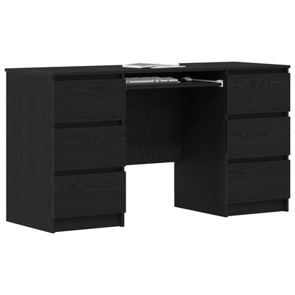 Bureau met lade Zwart Eiken 140 x 50 x 76 cm Bewerkt hout