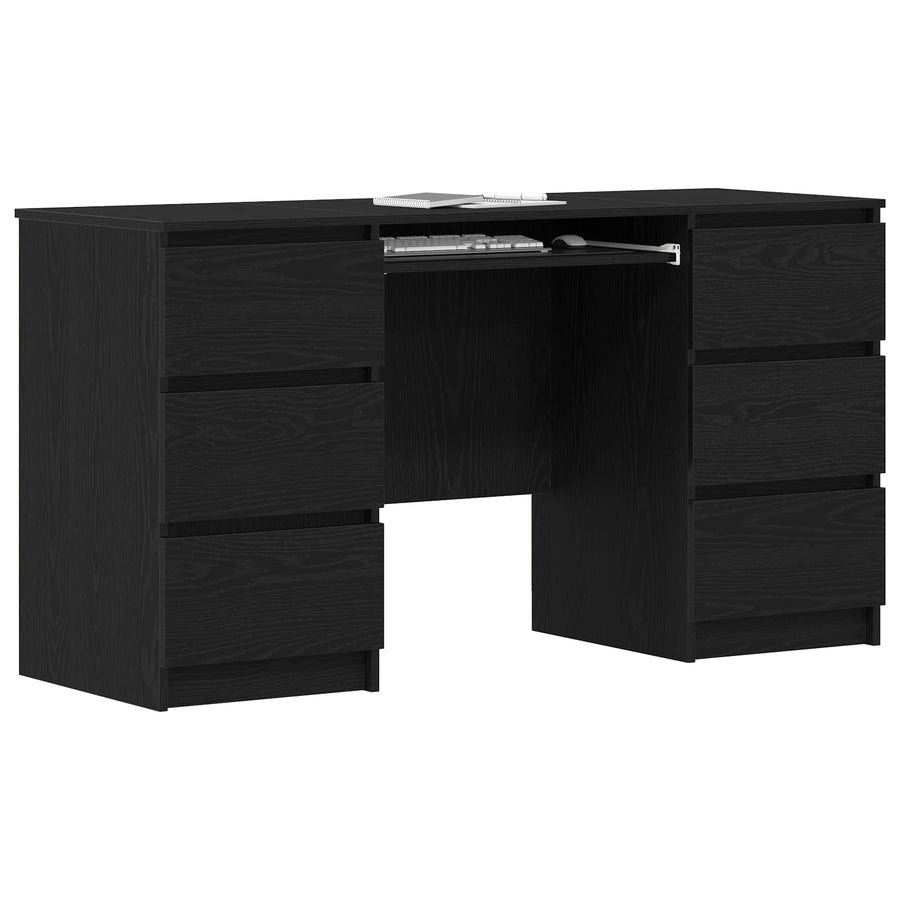 Bureau met lade Zwart Eiken 140 x 50 x 76 cm Bewerkt hout