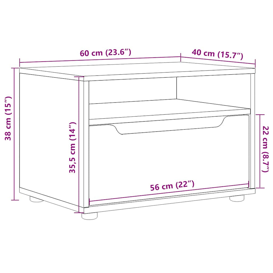 Tv-meubel VISNES 60x40x38 cm bewerkt hout betongrijs