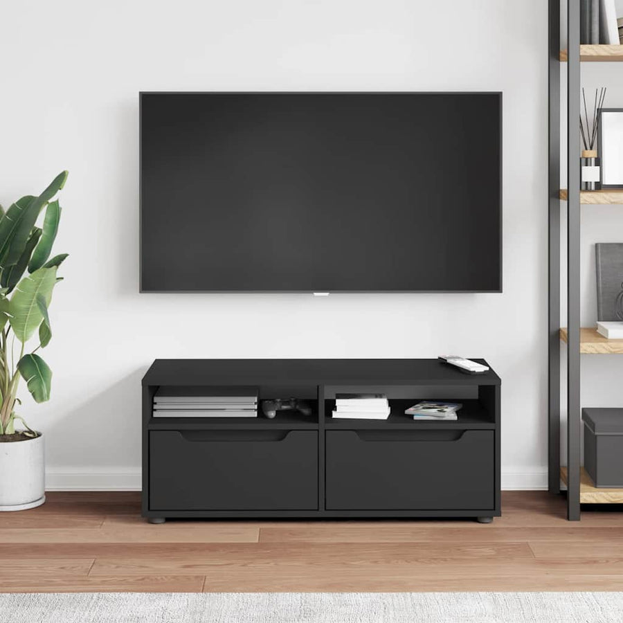 Tv-meubel VISNES 100x40x38 cm bewerkt hout zwart