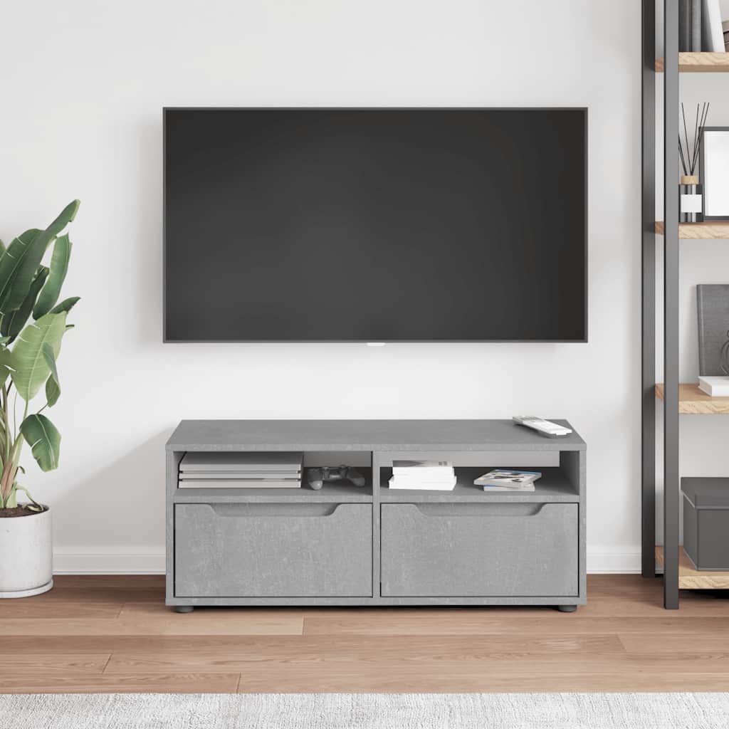Tv-meubel VISNES 100x40x38 cm bewerkt hout betongrijs