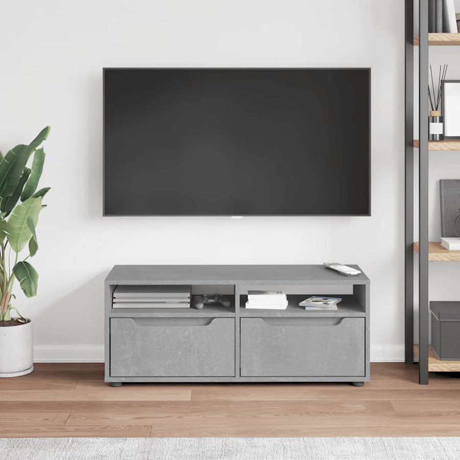 Tv-meubel VISNES 100x40x38 cm bewerkt hout betongrijs